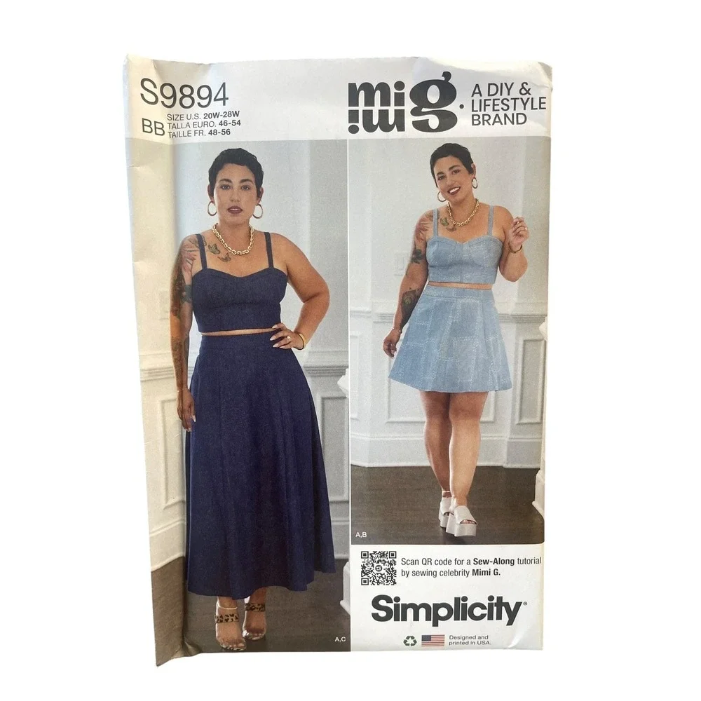 Simplicity S9894 Women's Top Skirt Set 20W-28W Modern Plus Size